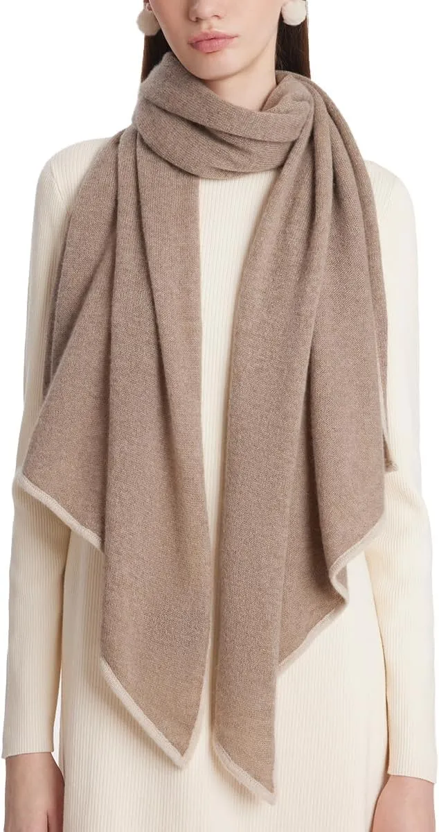 100% Pure Cashmere Scarf For Women Gift Parallelogram Apricot Lightweight Spring Scarves Soft and Warm Light Weight Travel Wrap