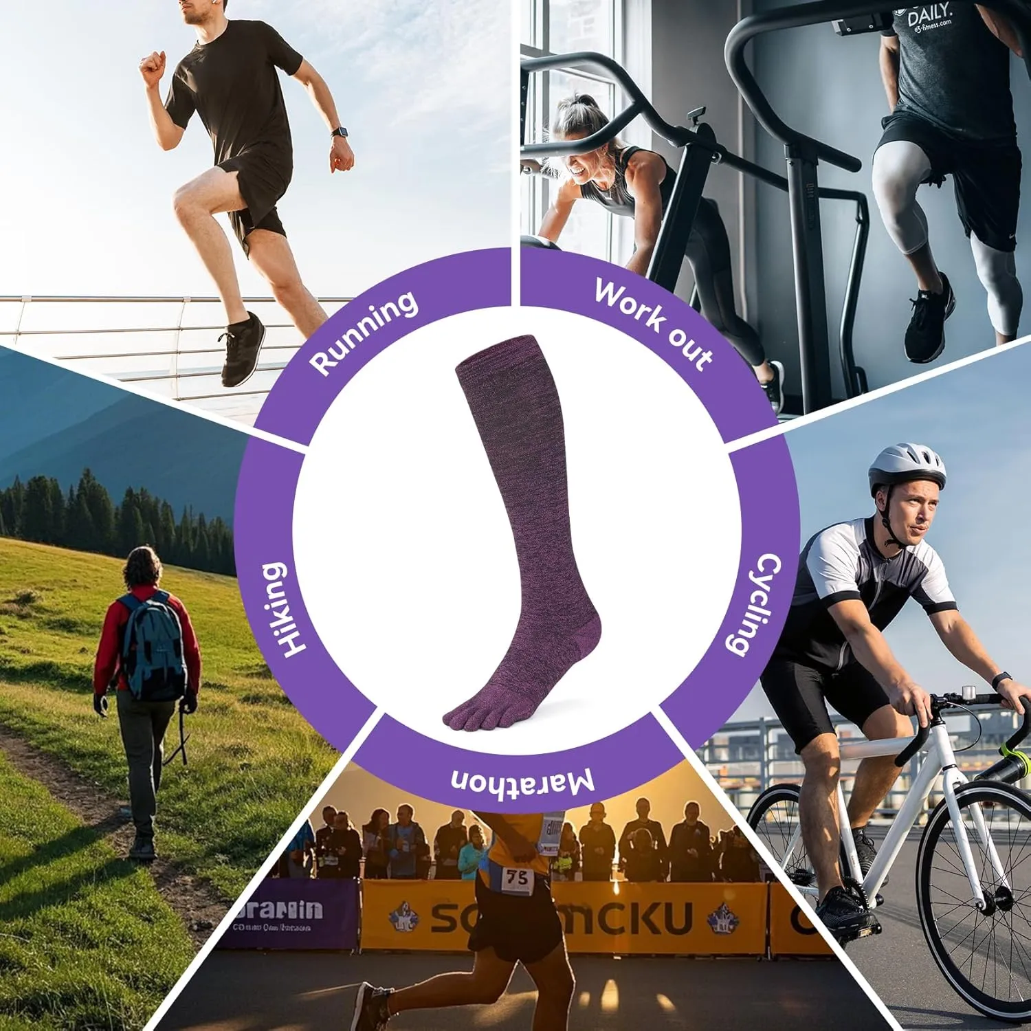 3 Pairs CoolMax Compression Toe Socks for Women Men 20-30mmHg Knee High Circulation Support Socks