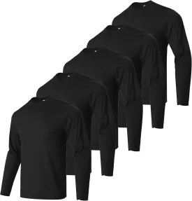 5 Pack Men's T-Shirts,Long Sleeve Athletic Shirt Men,Quick Drying Soft Moisture Wicking Odor Protection