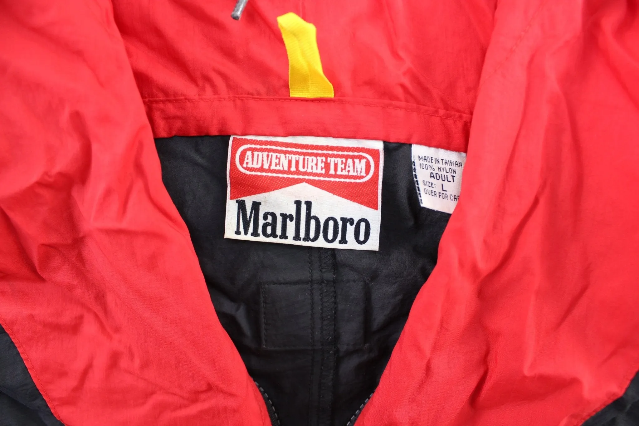 90's Marlboro Logo Patch Red & Black Windbreaker Jacket
