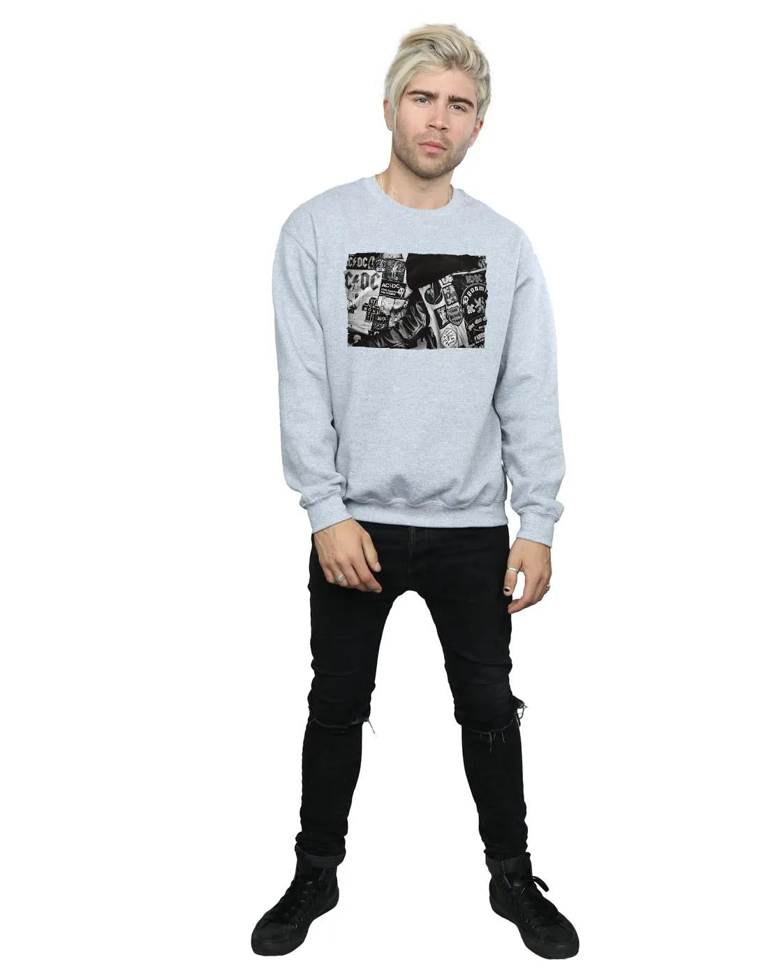 AC/DC Mens Badges And Posters Collection Cotton Sweatshirt