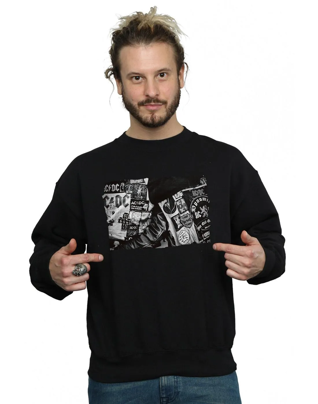 AC/DC Mens Badges And Posters Collection Cotton Sweatshirt