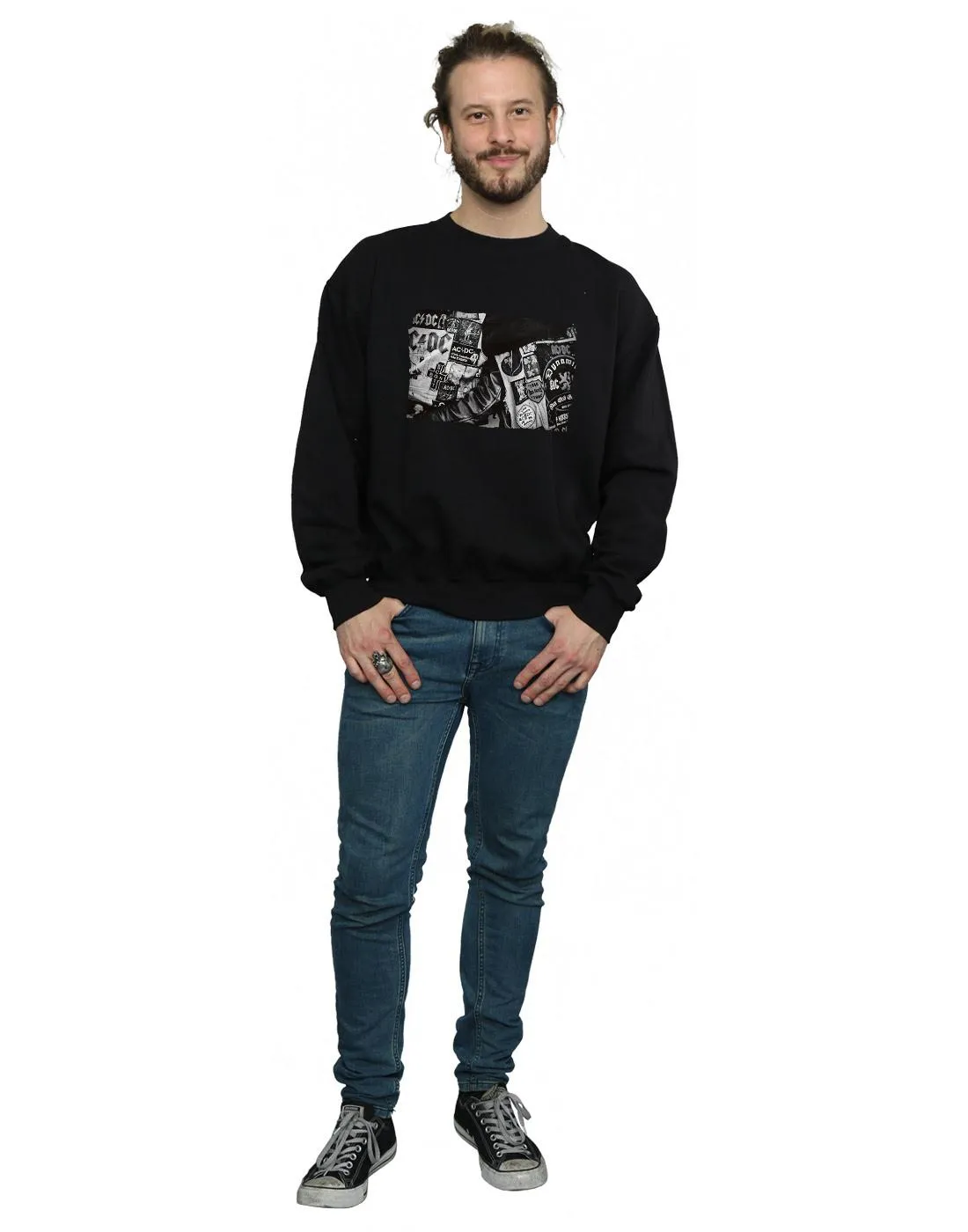 AC/DC Mens Badges And Posters Collection Cotton Sweatshirt