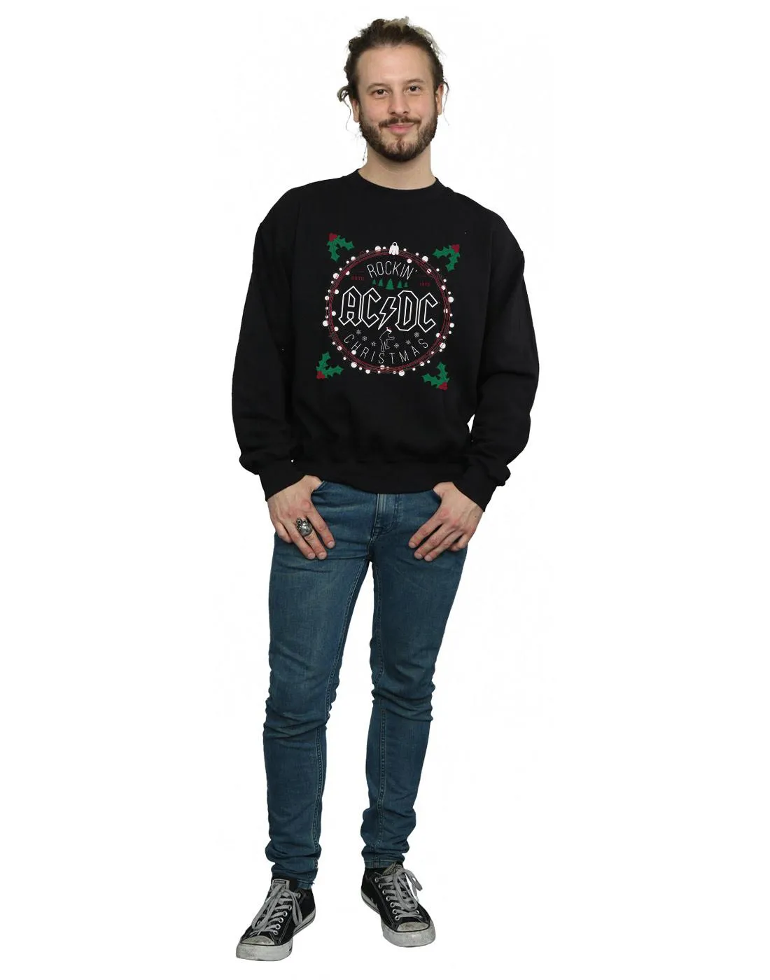 AC/DC Mens Christmas Circle Cotton Sweatshirt