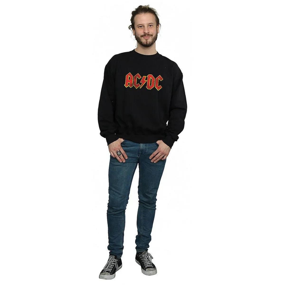 AC/DC Mens Distressed Logo Cotton Sweatshirt