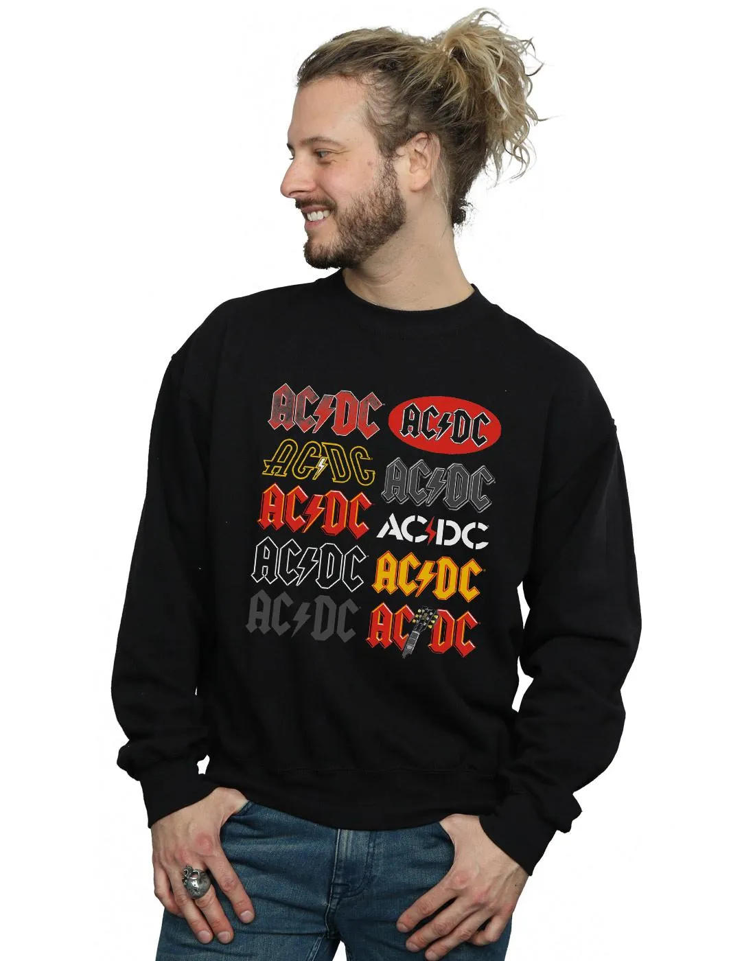 AC/DC Mens Multi Logos Cotton Sweatshirt