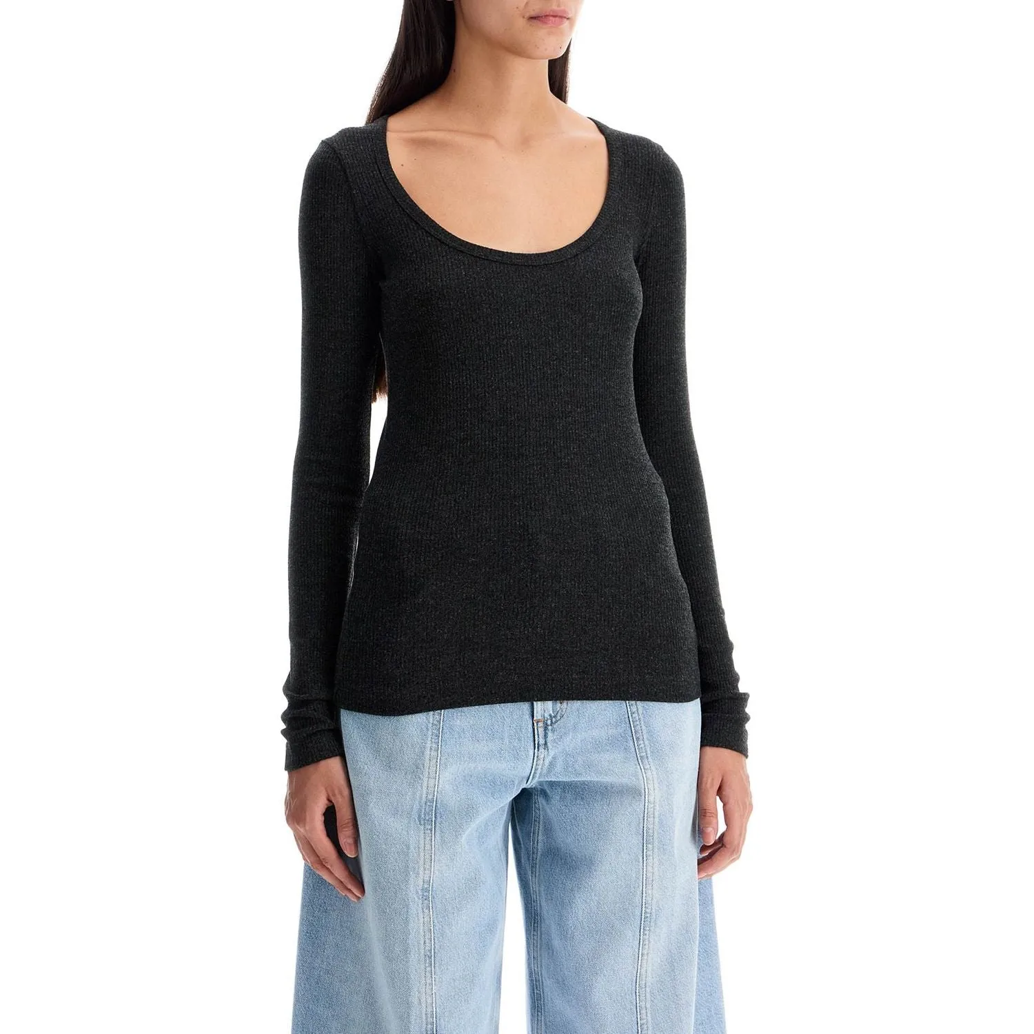 Agolde fitted top with deep neckline