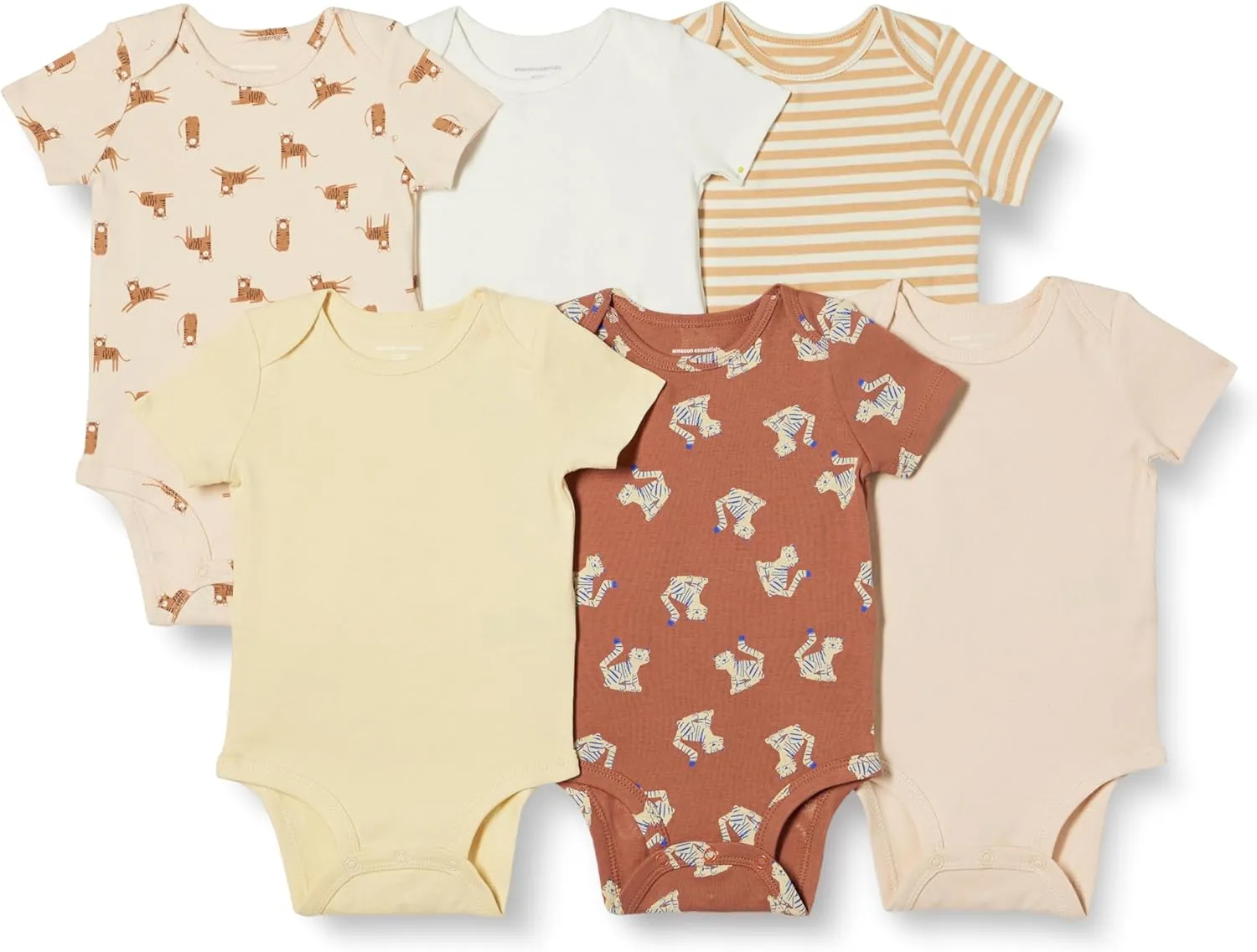 Amazon Essentials Unisex Babies' Short-Sleeve Bodysuits, Multipacks