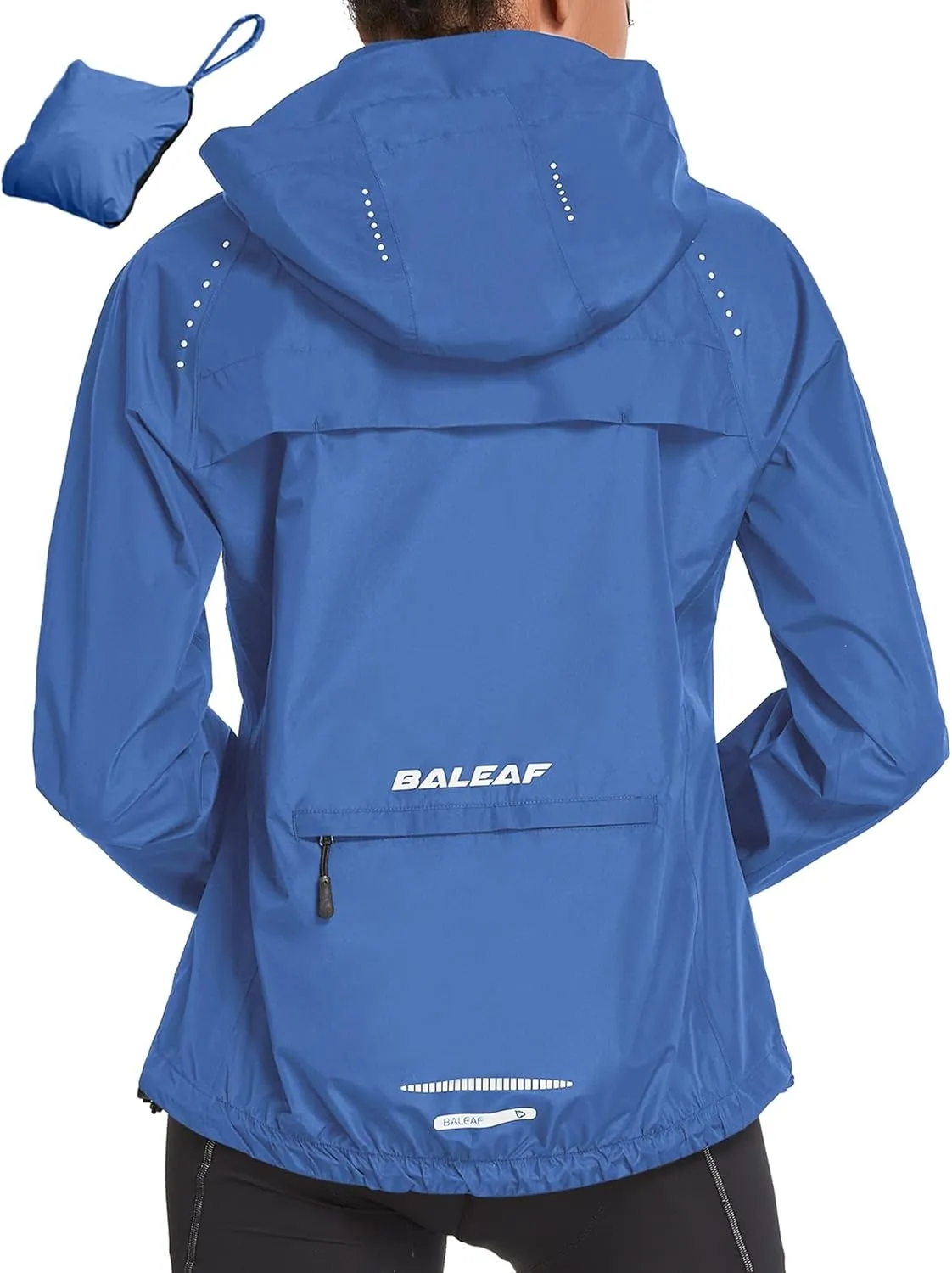 baleaf Women's Rain Jackets Waterproof Windbreaker Packable Running Lightweight Cycling Jacket Reflective Hooded