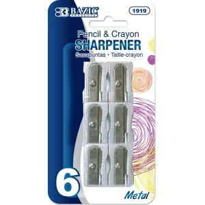 Bazic Single Blade Metal Pencil Sharpener Pack of 6 Bazic Single Blade Metal Pencil Sharpener Pack of 6