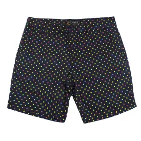 Black Colorful Squares Print Shorts