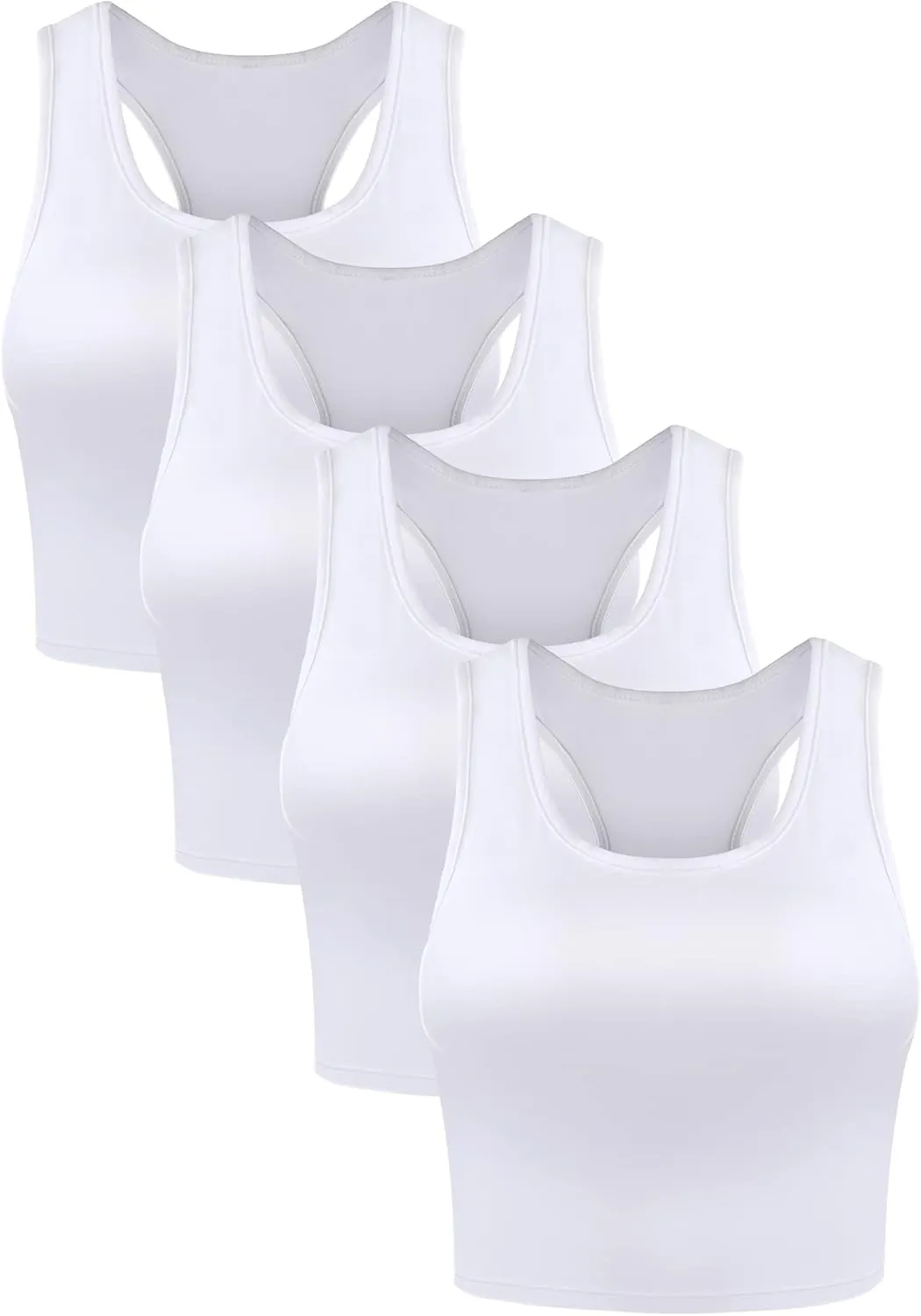 Boao 4 Pieces Basic Crop Tank Tops Sleeveless Racerback Crop Top for Women