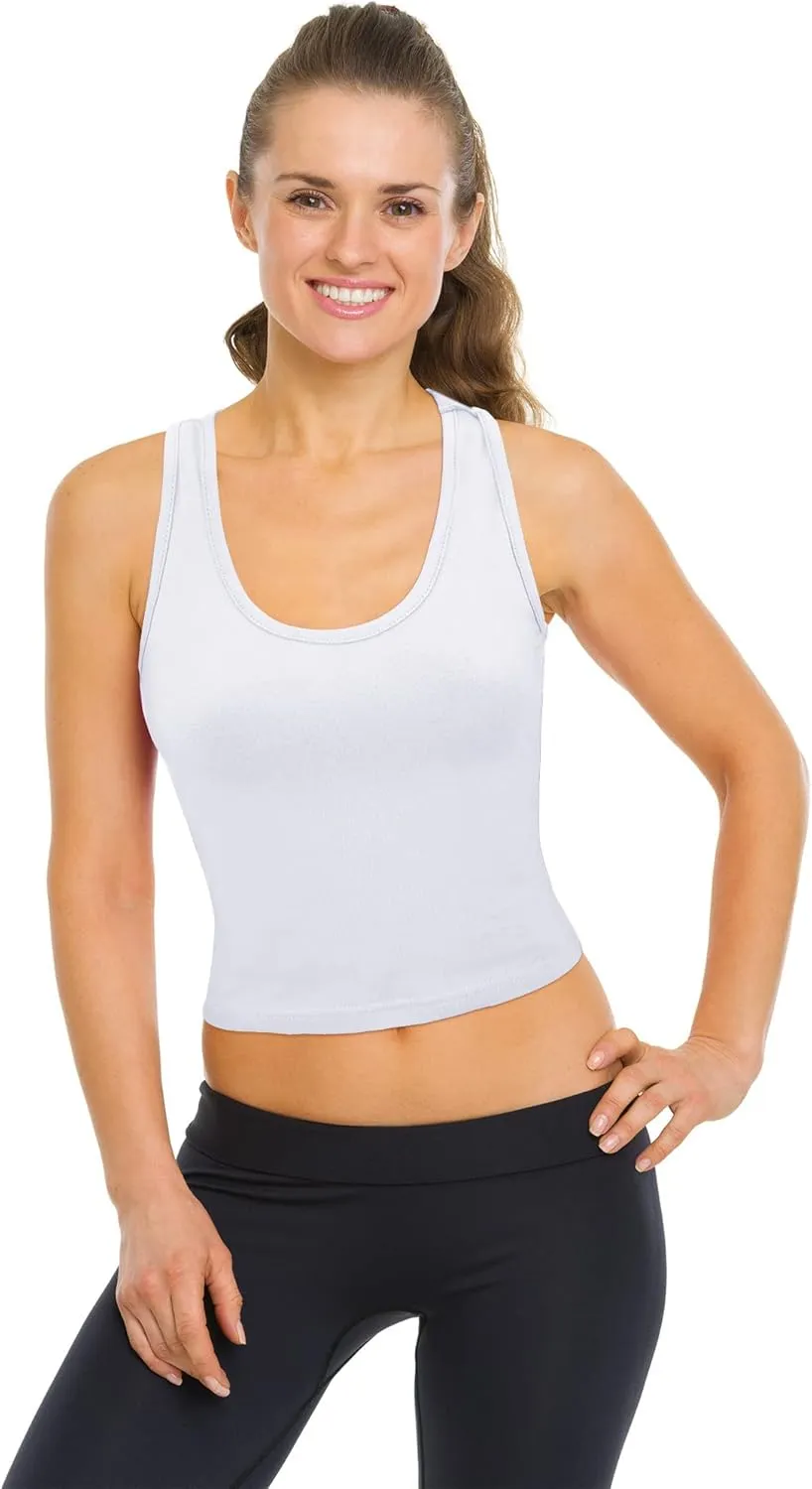 Boao 4 Pieces Basic Crop Tank Tops Sleeveless Racerback Crop Top for Women
