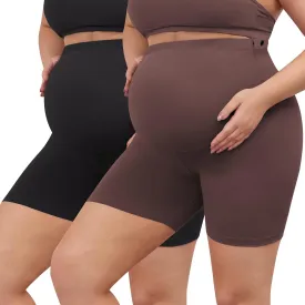 BONVIGOR Buttercloud Maternity Shorts Over The Belly- 5" Plus Size Pregnancy Biker Shorts Women Workout Yoga