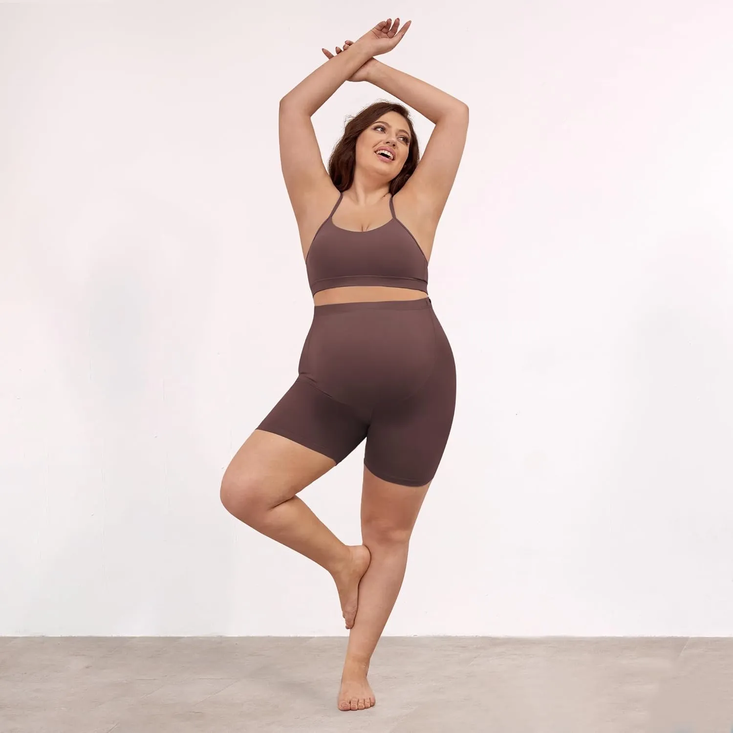 BONVIGOR Buttercloud Maternity Shorts Over The Belly- 5" Plus Size Pregnancy Biker Shorts Women Workout Yoga