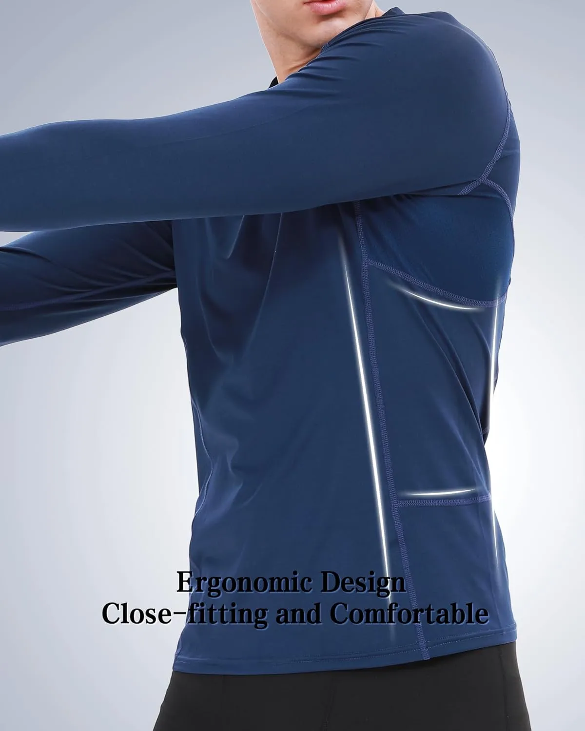 BOOMCOOL 3 Pack Long Sleeve Compression Shirts for Men Workout Clothes Gym T Shirt for Rash Guard Sports Undershirt