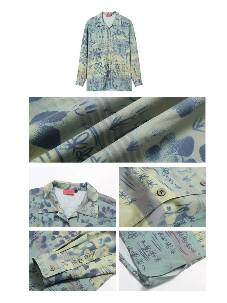 Casual niche print long-sleeved shirt【s0000003397】