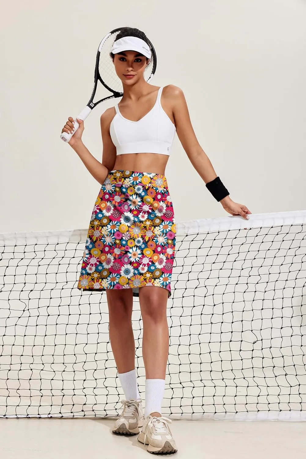 COOrun Women's 20" Knee Length Skorts Skirts Athletic Tennis Skorts Long Golf Skirt with Pockets Modest Skirts
