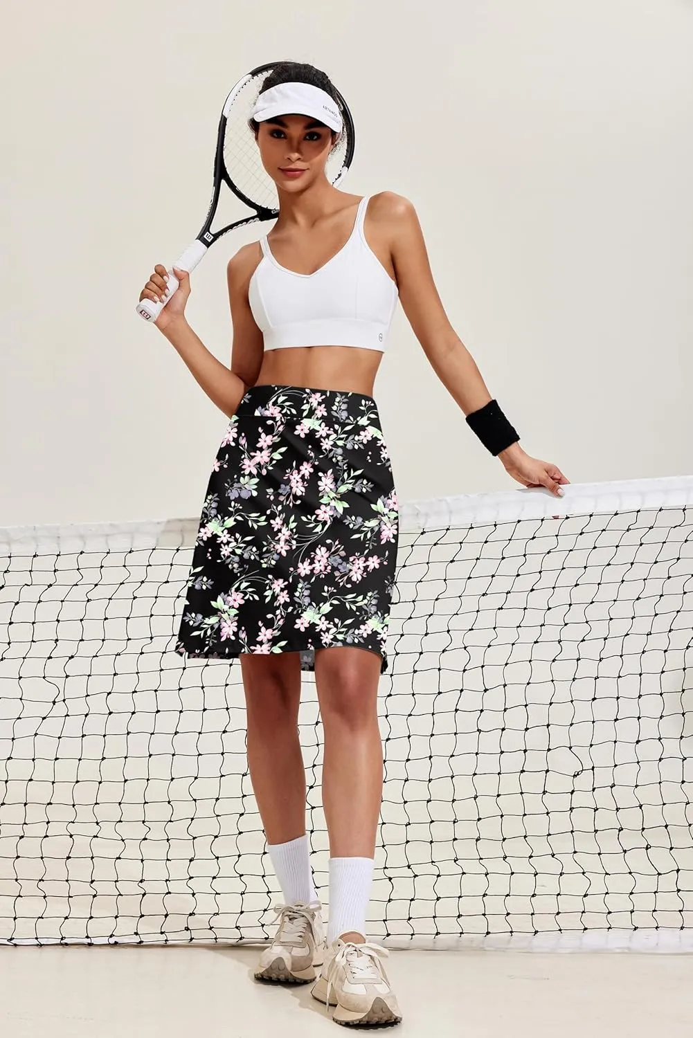 COOrun Women's 20" Knee Length Skorts Skirts Athletic Tennis Skorts Long Golf Skirt with Pockets Modest Skirts
