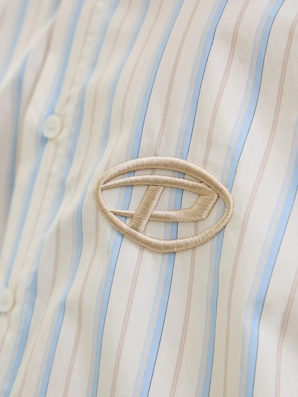 Embroidered Stripes Loose Long-sleeved Shirt【s0000004180】