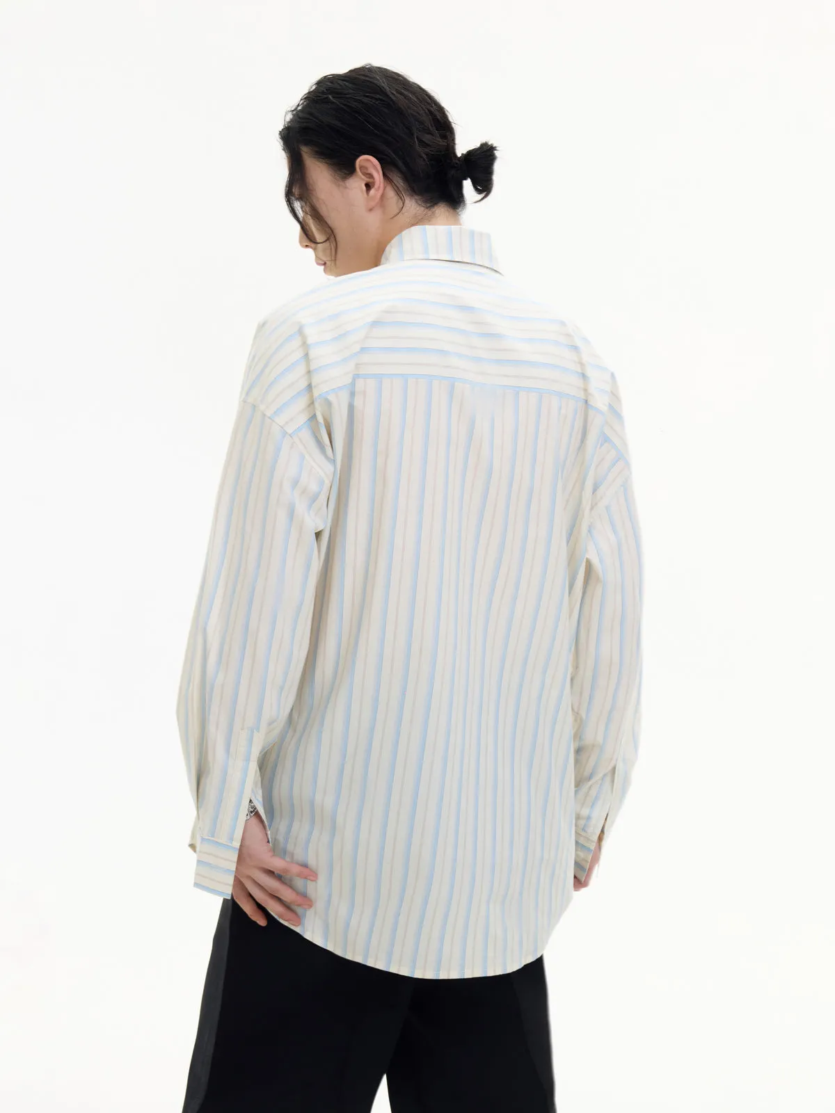 Embroidered Stripes Loose Long-sleeved Shirt【s0000004180】