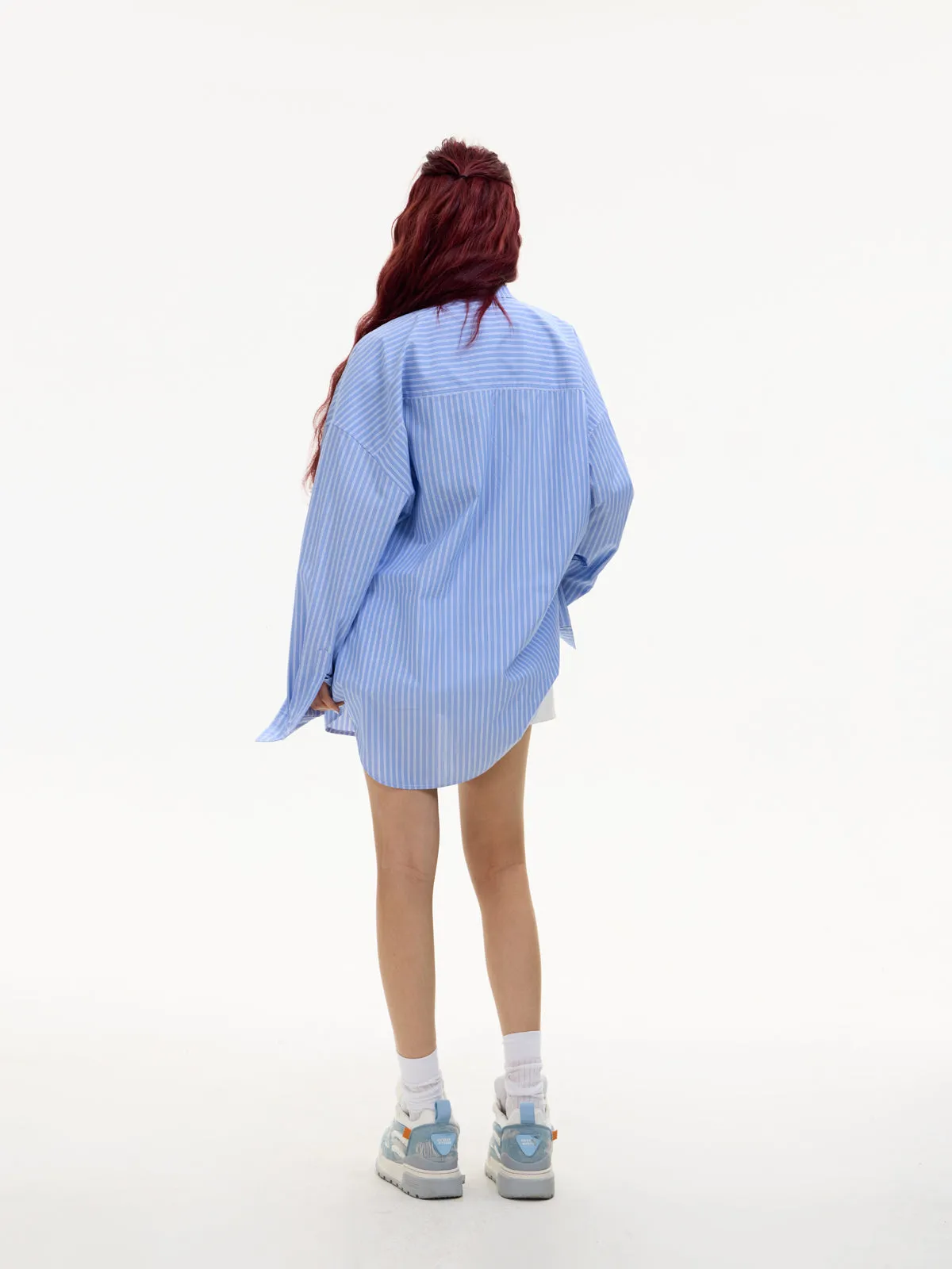 Embroidered Stripes Loose Long-sleeved Shirt【s0000004180】