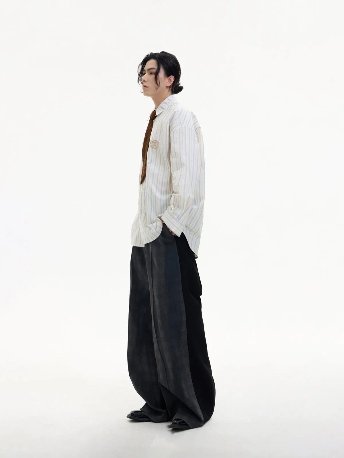 Embroidered Stripes Loose Long-sleeved Shirt【s0000004180】