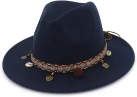 Fedoras Hats for Women Wool Trilby Hat Wide Brim Vintage Ladies Trave Caps Outdoor