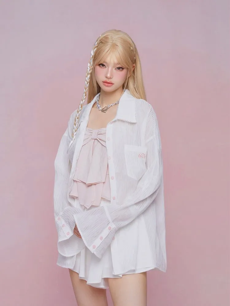 Flare long-sleeved loose shirt【s0000007865】