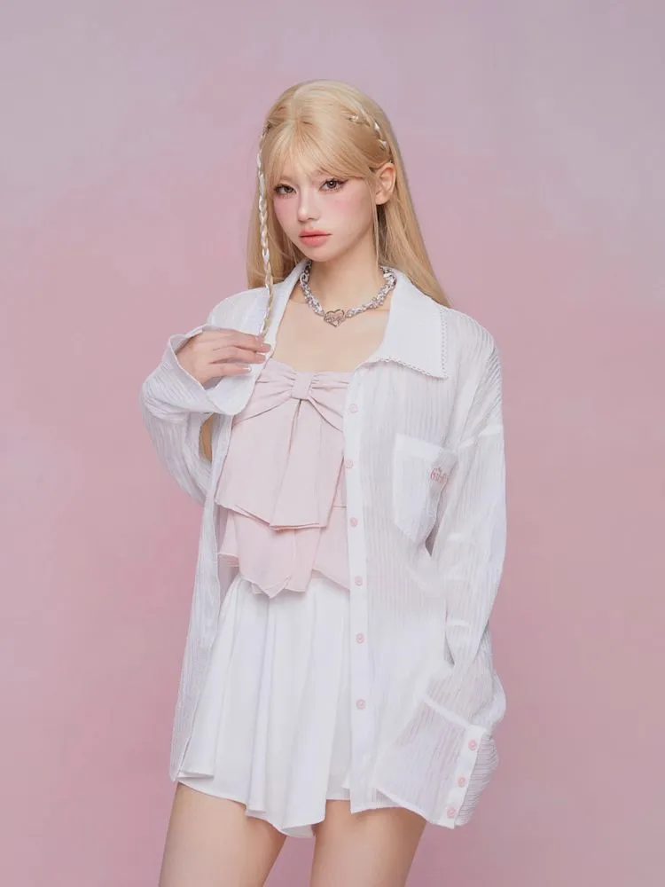 Flare long-sleeved loose shirt【s0000007865】