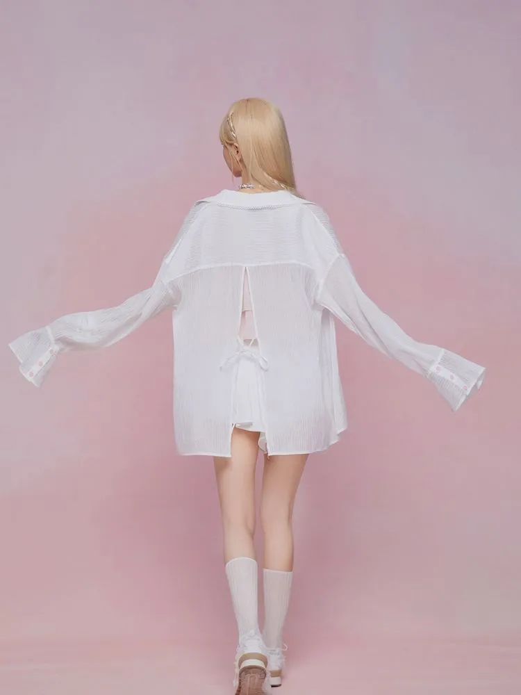Flare long-sleeved loose shirt【s0000007865】