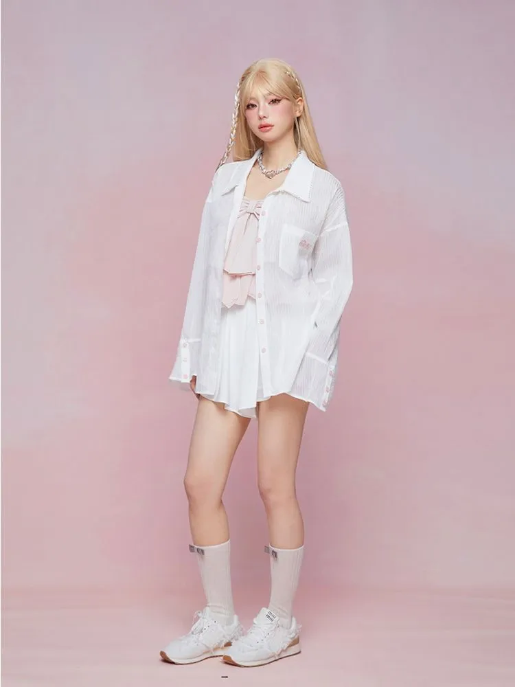 Flare long-sleeved loose shirt【s0000007865】