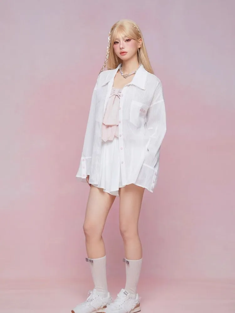 Flare long-sleeved loose shirt【s0000007865】