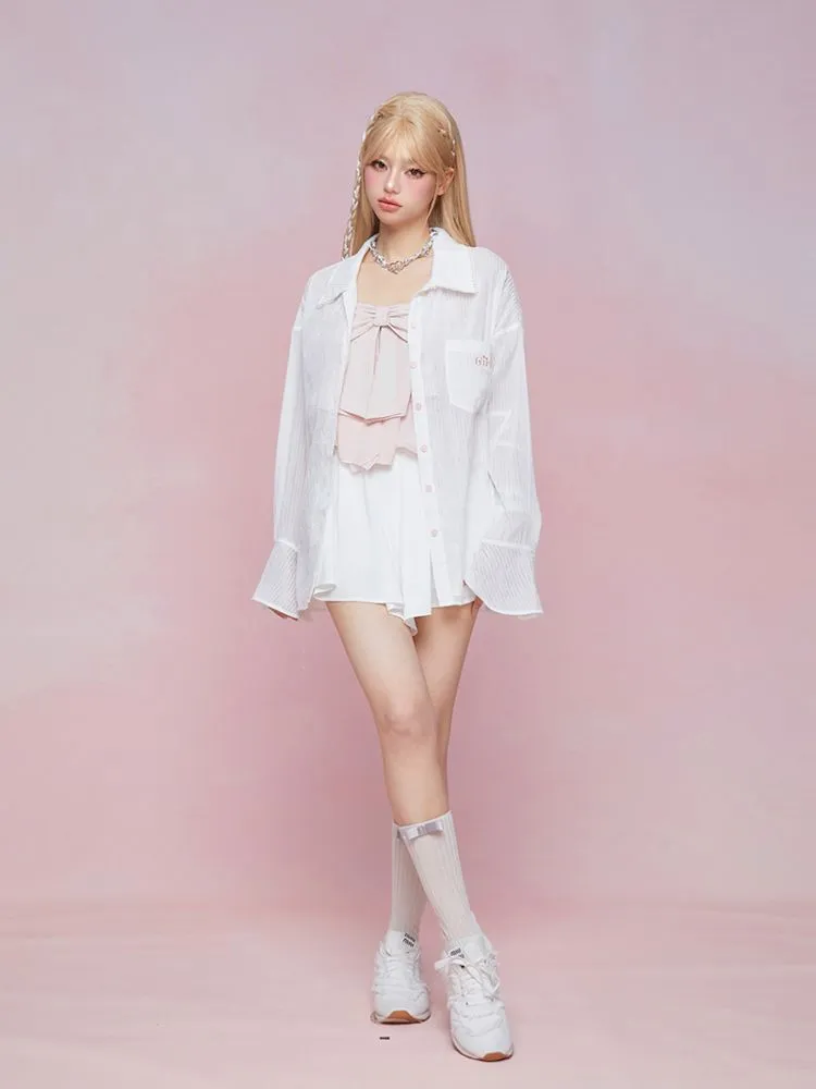 Flare long-sleeved loose shirt【s0000007865】