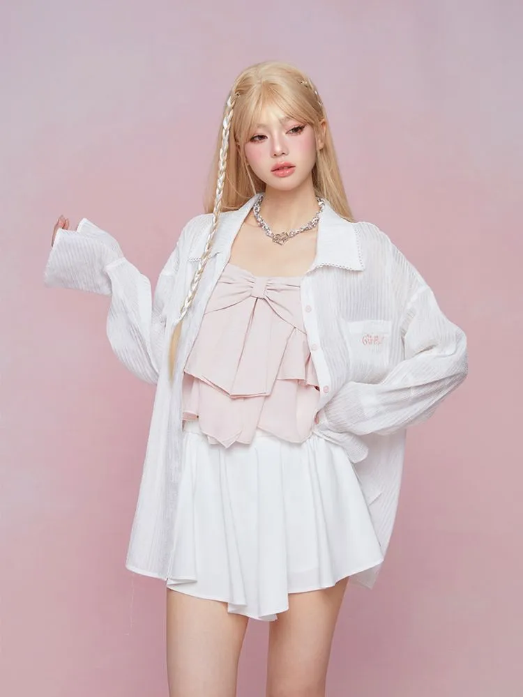 Flare long-sleeved loose shirt【s0000007865】