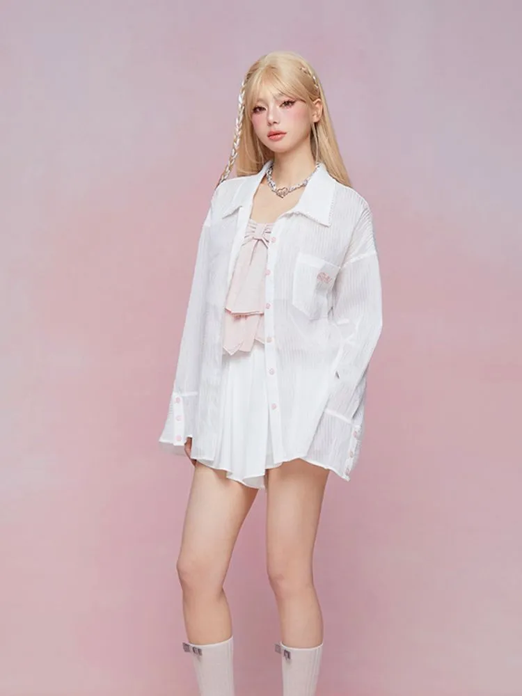 Flare long-sleeved loose shirt【s0000007865】