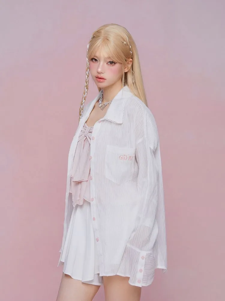 Flare long-sleeved loose shirt【s0000007865】