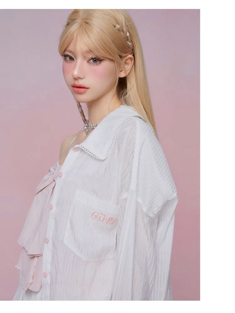 Flare long-sleeved loose shirt【s0000007865】
