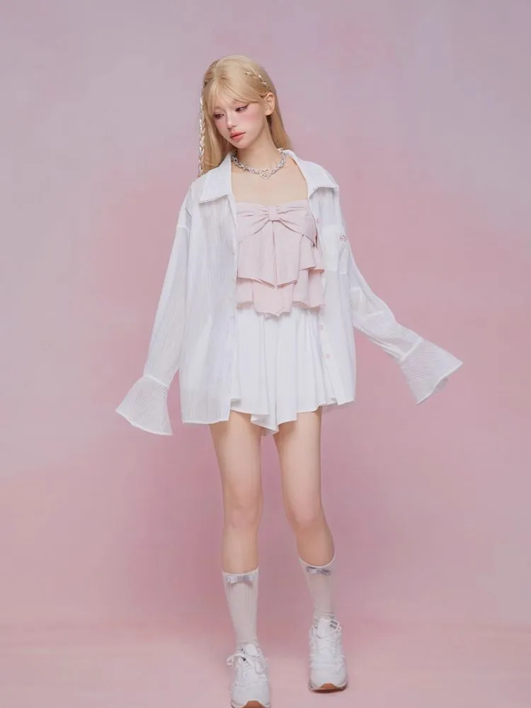 Flare long-sleeved loose shirt【s0000007865】