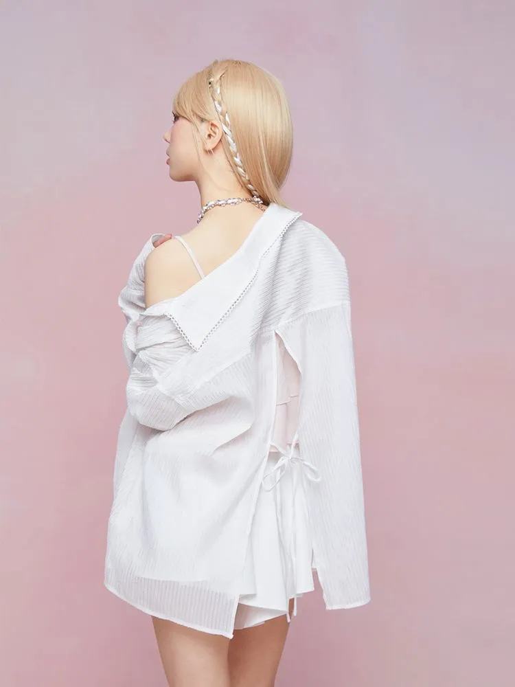 Flare long-sleeved loose shirt【s0000007865】