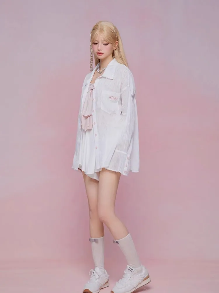 Flare long-sleeved loose shirt【s0000007865】