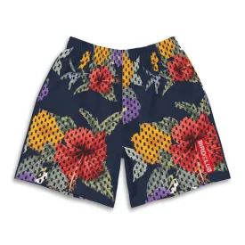 Floral Mesh Print Athletic Shorts