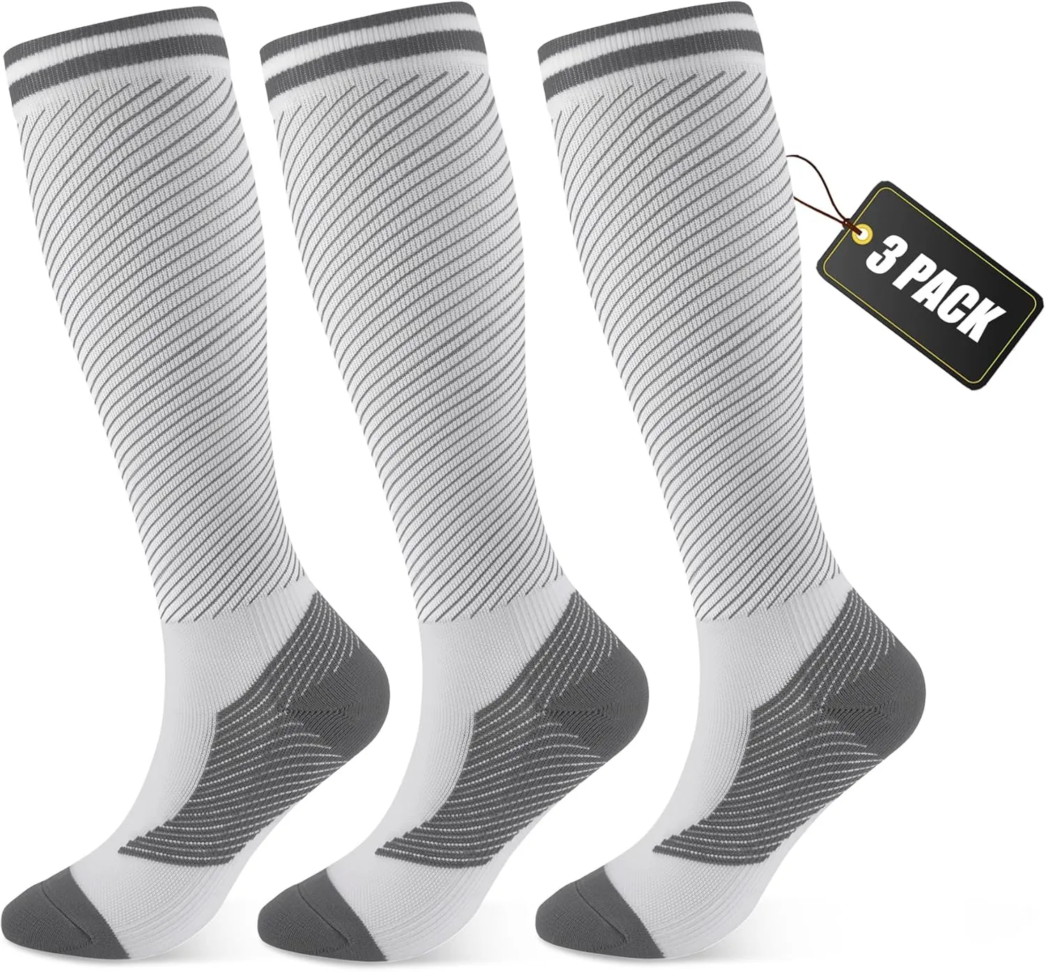 FULLSOFT Medical Graduated 30-40mmHg Compression Socks for Women&Men Circulation Knee High Socks Hiking Running Stockings