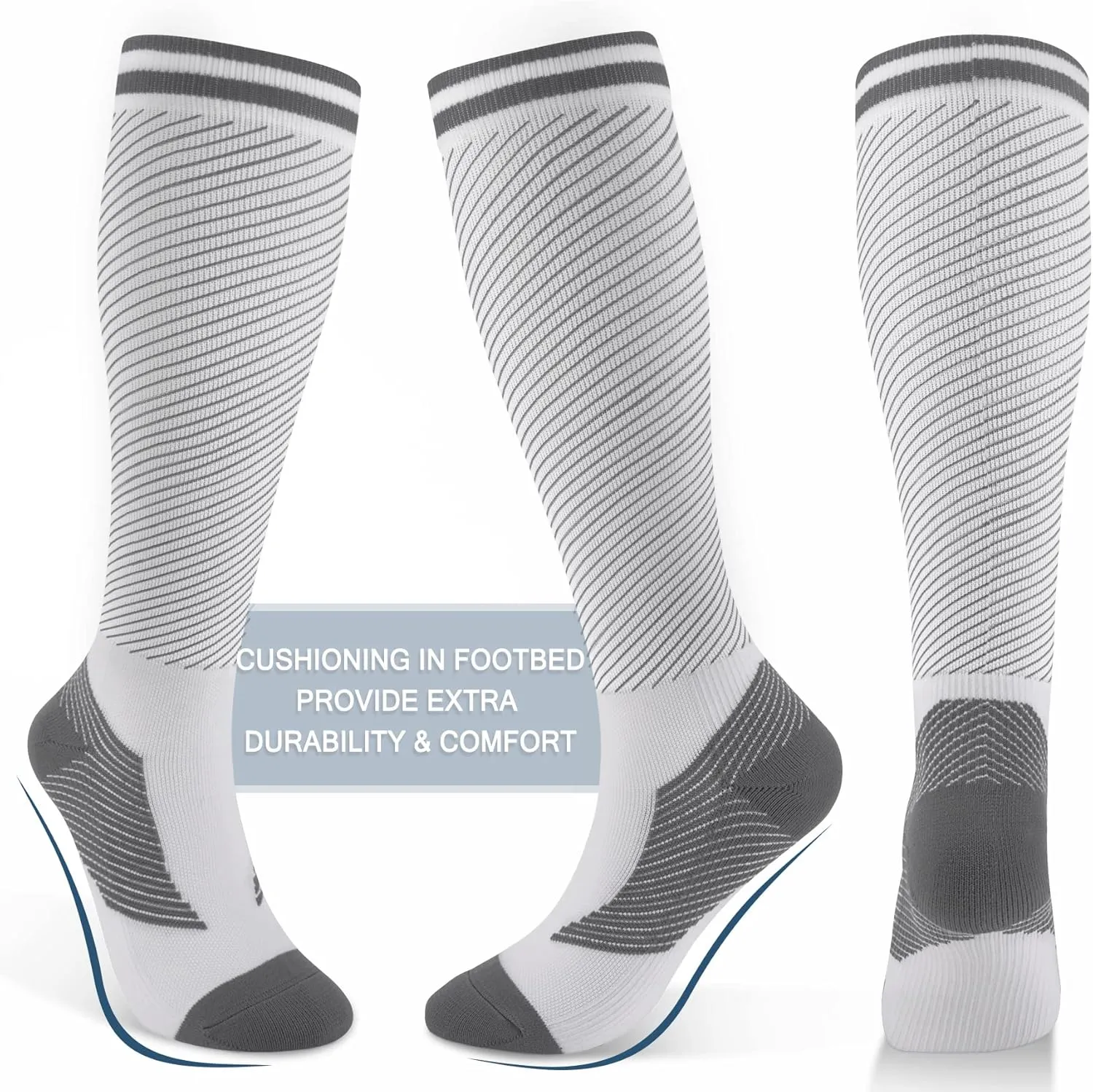 FULLSOFT Medical Graduated 30-40mmHg Compression Socks for Women&Men Circulation Knee High Socks Hiking Running Stockings
