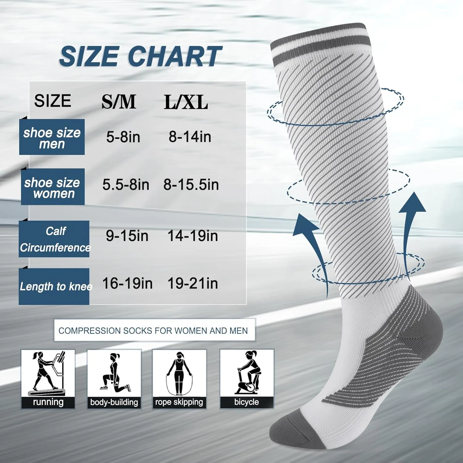 FULLSOFT Medical Graduated 30-40mmHg Compression Socks for Women&Men Circulation Knee High Socks Hiking Running Stockings