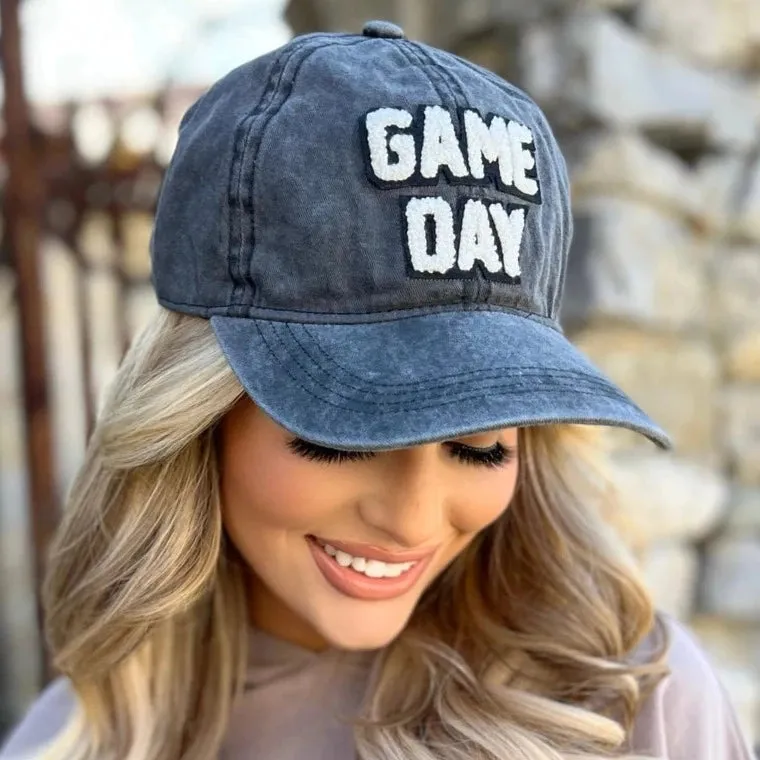 GAME DAY Sherpa Lettered Denim Vintage Cap