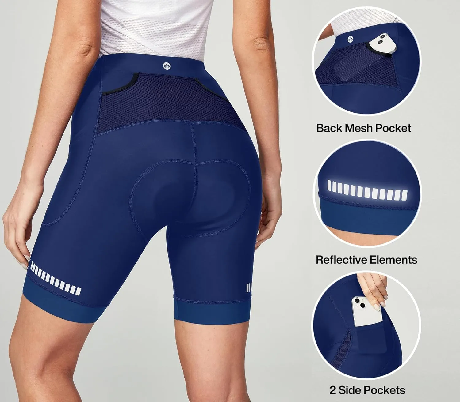 Heathyoga Womens 4D Padded Bike Shorts with Pockets Padding Cycling Shorts Women Bicycle Shorts Biker Biking Shorts