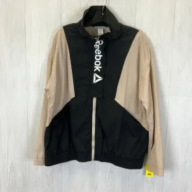 Jacket Windbreaker By Reebok In Black & Cream, Size: L