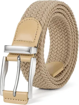 JASGOOD Stretchy Braided Belt for Men Elastic Woven Belt for Jeans Pants 1 3/8" Casual Men Women Golf Belt, Gift Box