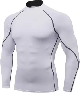 LANBAOSI 3 Pack Mens Mock Turtleneck Compression Shirts Long Sleeve Sun Protection Shirts Cooling Workout Gym Tops Undershirt